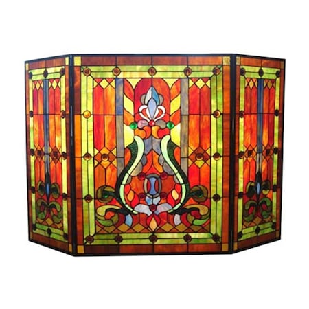 Chloe Lighting 44 In. Lighting Tiffany Stained Glass Folding Victorian Fireplace Screen, 3Pk CH1F323RV44-GFS